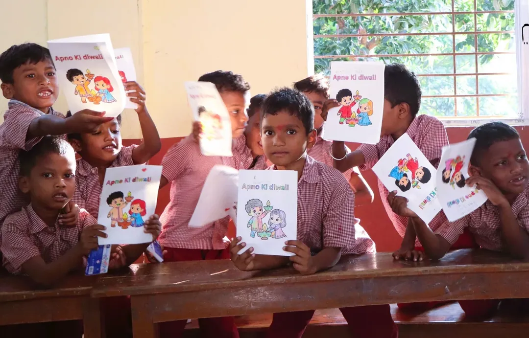 Kids Showing Drawings